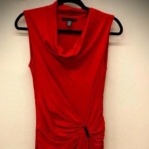 Kenneth Cole red, short dress with metallic detail on the front.Sleeveless, soft